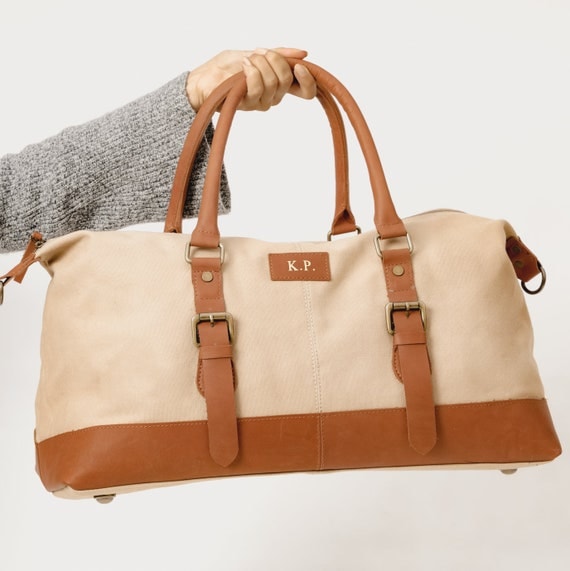Canvas Weekender Bag with Monogram