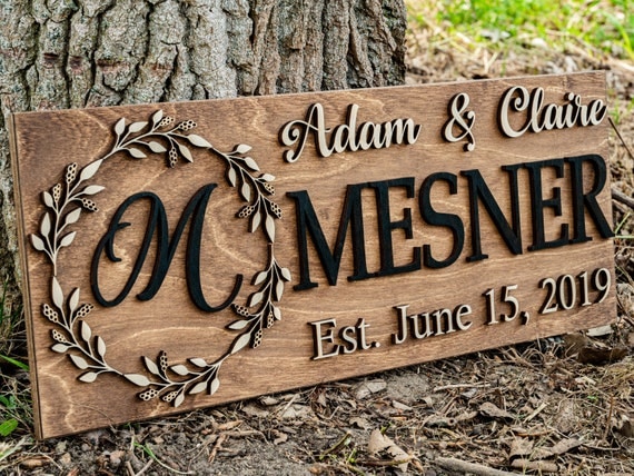 3D Family Name Wood Sign