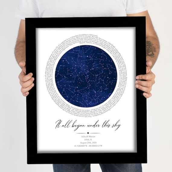 Personalized Star Map & Song Lyric Art Print