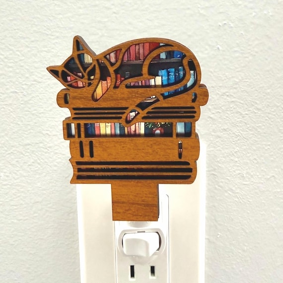 Cat and Books LED Nightlight