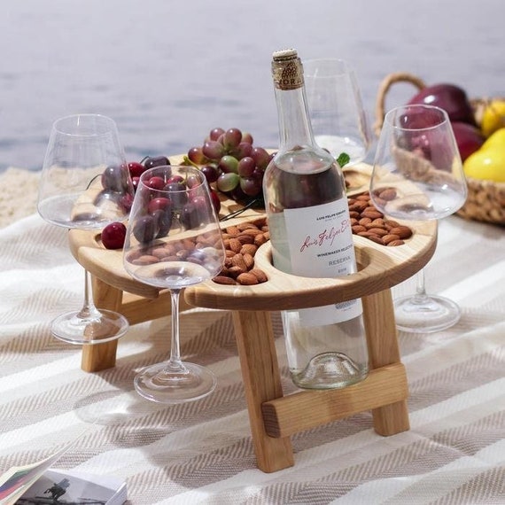 Personalized Portable Wood Wine Table