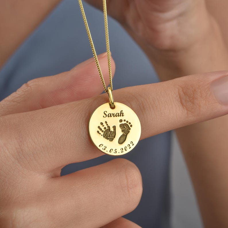 Personalized Baby Handprint and Footprint Necklace