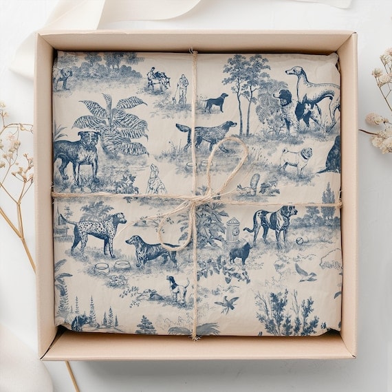 Farmhouse Toile Dog Wrapping Paper