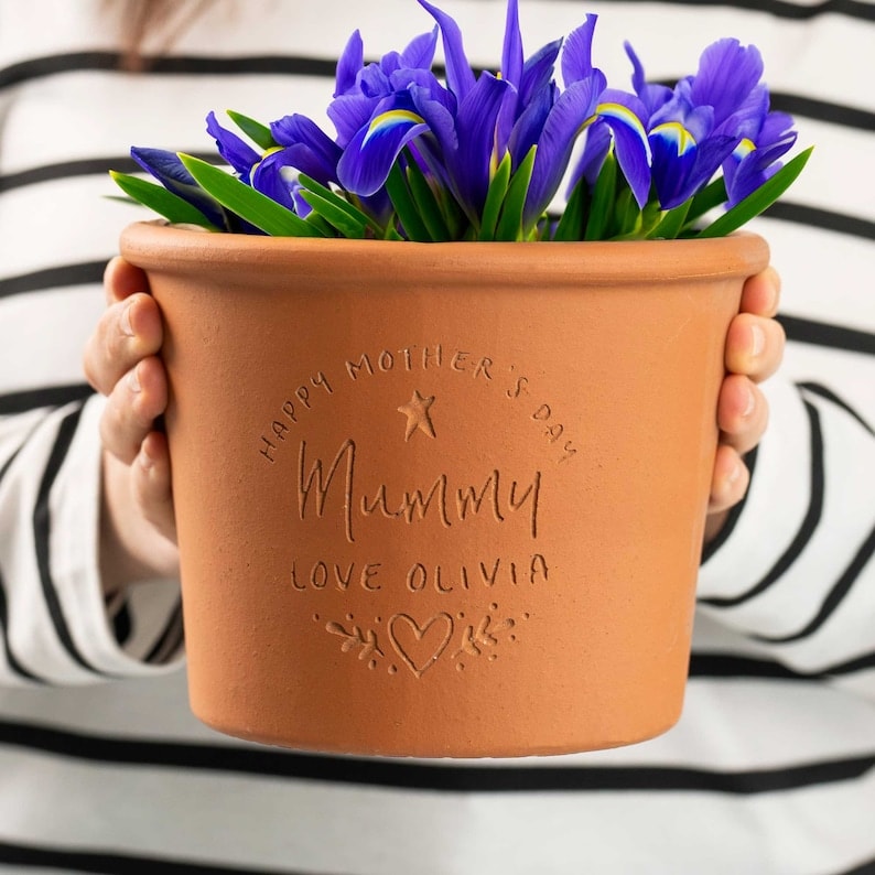 Personalized Handwritten Terracotta Flower Pot for Mom