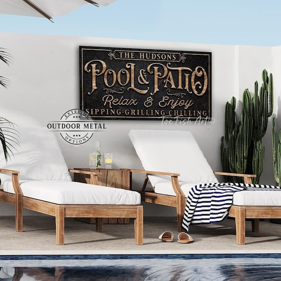 Custom Family Name Pool & Patio Sign