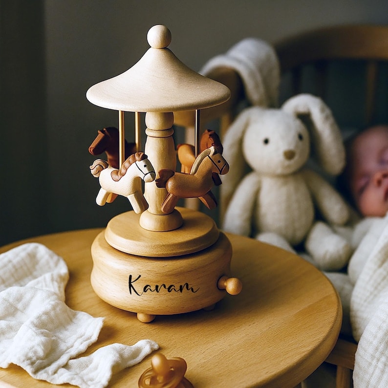 Personalized Wooden Carousel Music Box