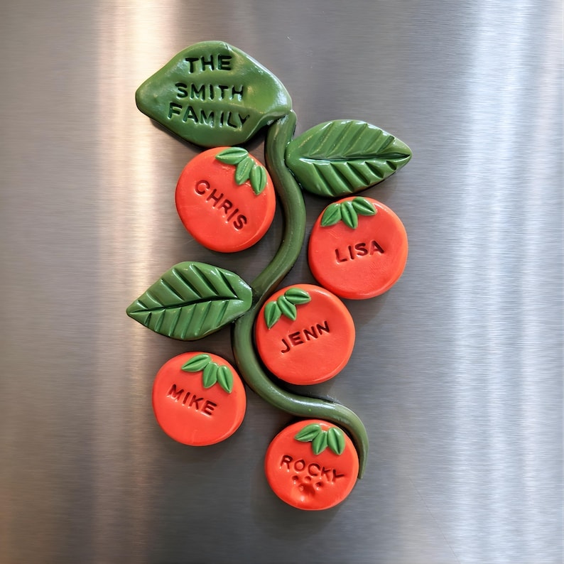 Personalized Family Tree Tomato Fridge Magnet