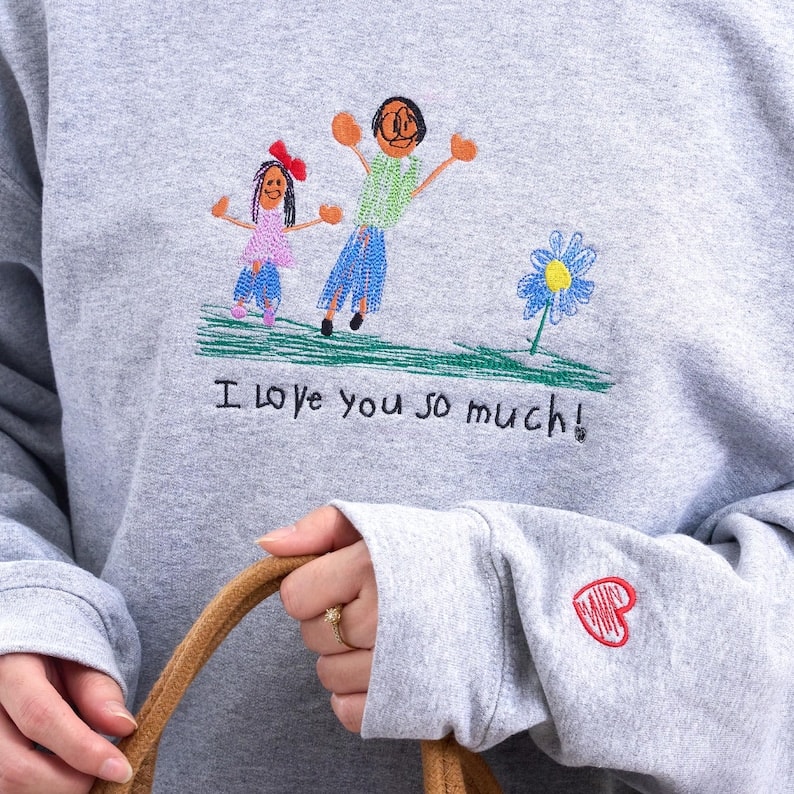 Custom Kids Photo Drawing Sweatshirt - Photo Embroidered Sweatshirt