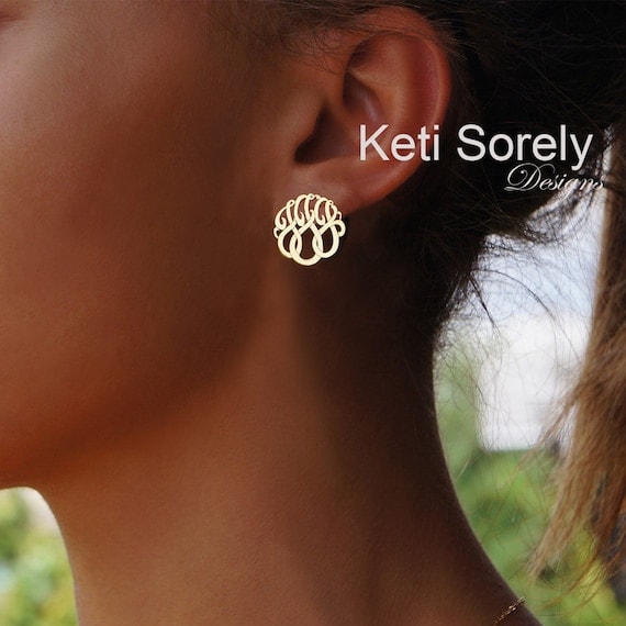 14K Gold-Filled Monogram Stud Earrings