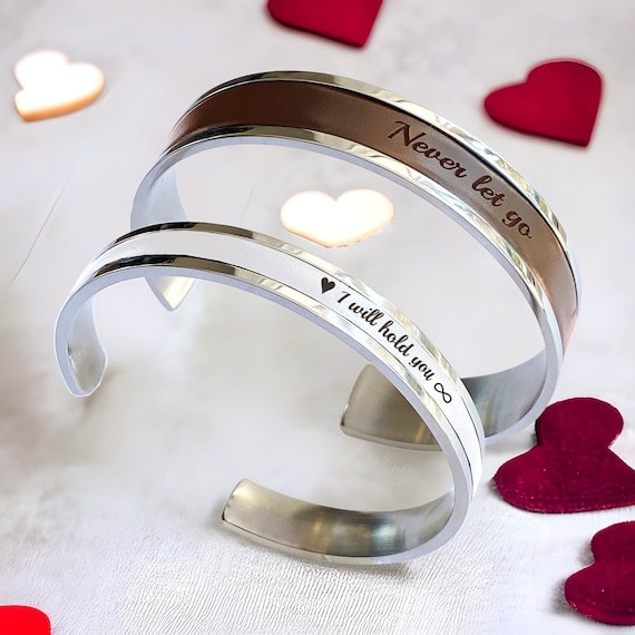 Matching Couples Leather & Steel Bracelet Set