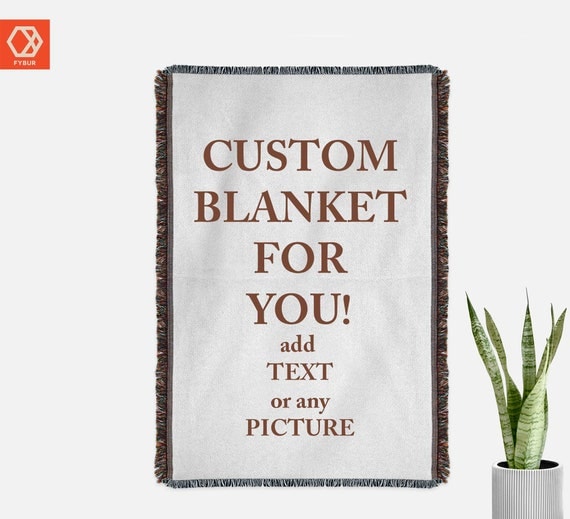Custom Photo or Text Woven Throw Blanket