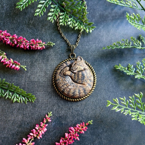 Tabby Cat Polymer Clay Pendant